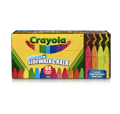 Crayons Washable Sidewalk Chalk in Assorted Colors, 64 Count