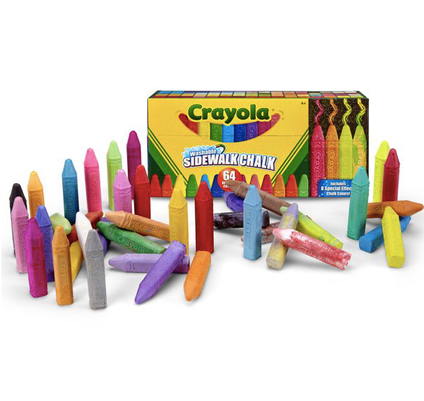 Crayons Washable Sidewalk Chalk in Assorted Colors, 64 Count
