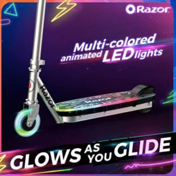 Razor Scooters Razor Color Rave Electric Scooter LED Light-up Deck Speeds Up