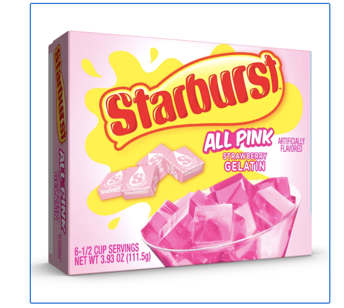 Starburst All Pink Strawberry Gelatin Mix, 6 Servings, 3.93 oz