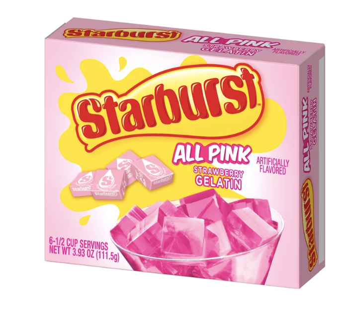 Starburst All Pink Strawberry Gelatin Mix, 6 Servings, 3.93 oz