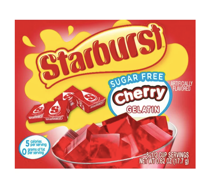 Starburst Sugar-Free Cherry Gelatin Mix, 8 Servings, 0.62 oz